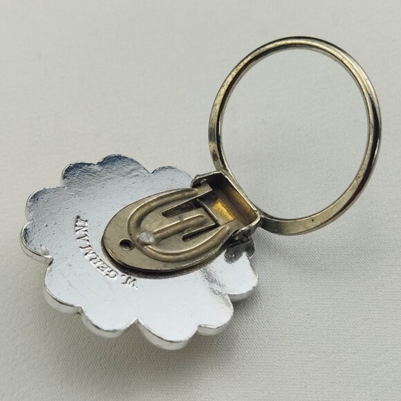 1950's Yellow Flower Cluster Scarf Ring/Pin from West Germany - Picture 5 of 5